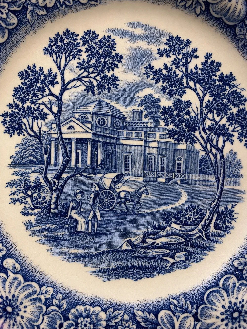 Vintage Liberty Blue Monticello Staffordshire Ironstone Dessert Plates Set of 6